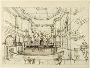 Studium dla Court of Common Pleas, Westminster Hall, z Mikrokosmosu Londynu autorstwa Augustus Charles Pugin