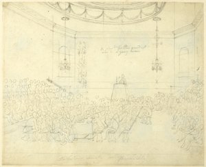 Studium dla Debating Society w Piccadilly, z Mikrokosmosu Londynu autorstwa Augustus Charles Pugin