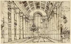 Studium dla Egyptian Hall Mansion House, z Microcosm of London autorstwa Augustus Charles Pugin
