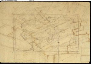 Studium do sali wystawowej, Somerset House, z Microcosm of London (recto); Szkic obrazu: Madonna z Dzieciątkiem (verso) autorstwa Augustus Charles Pugin