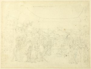 Studium do wystawy rysunków akwarelowych, Old Bond Steet, z Mikrokosmosu Londynu autorstwa Augustus Charles Pugin