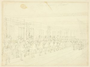 Studium dla Horse Armoury Tower, z Microcosm of London autorstwa Augustus Charles Pugin