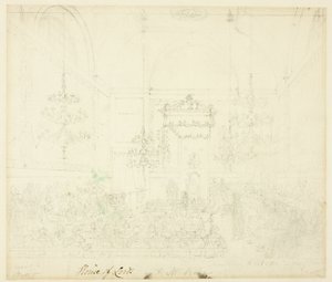 Studia dla Izby Lordów z Microcosm of London autorstwa Augustus Charles Pugin