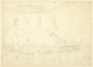 Studium dla India House, Sale Room, od Microcosm of London autorstwa Augustus Charles Pugin