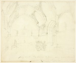 Studium dla Pałacu Lambeth, od Microcosm of London autorstwa Augustus Charles Pugin