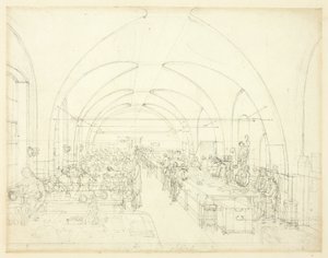 Studium dla urzędu skarbowego z Microcosm of London autorstwa Augustus Charles Pugin