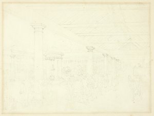 Studium dla Repozytorium Tattersalla, z Mikrokosmosu Londynu autorstwa Augustus Charles Pugin