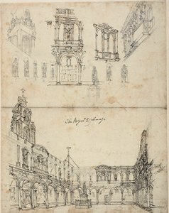 Studia dla The Royal Exchange z Microcosm of London autorstwa Augustus Charles Pugin