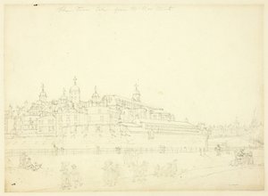 Studium dla wieży zaczerpniętej z nowej mennicy, z Microcosm of London autorstwa Augustus Charles Pugin