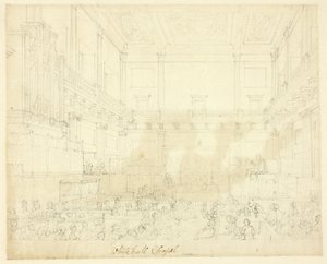 Studium dla Whitehall Chapel z Microcosm of London autorstwa Augustus Charles Pugin