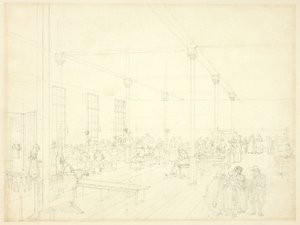 Studium dla przytułku, parafia św. Jakuba, z Mikrokosmosu Londynu autorstwa Augustus Charles Pugin
