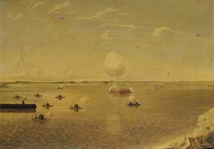 Szturm na Fort Sumter, 7 kwietnia 1863, c.1863 (olej na płótnie) autorstwa Augustus Grinevald