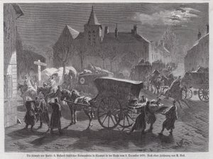 Przybycie żołnierzy saskich rannych w walkach pod Paryżem, wojna francusko-pruska, 2 grudnia 1870 (rycina) autorstwa Augustus J. Beck