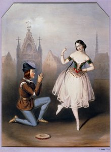 Carlotta Grisi jako Esmeralda i Jules Perrot jako Gringoire - La Esmeralda, balet w 3 aktach ... (litografia)