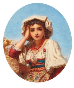 Głowa włoskiej dziewczyny (akwarela)