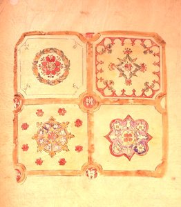 Projekt sufitu do Pałacu Westminsterskiego (pióro i tusz oraz akwarela na papierze) autorstwa Augustus Welby Northmore Pugin