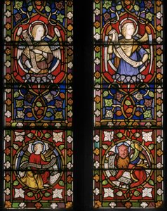 Chrystus otoczony przez anioły, detal, 1850 (witraż) autorstwa Augustus Welby Northmore Pugin