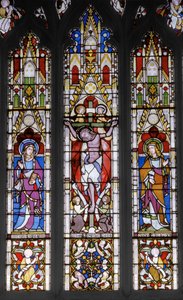 Ukrzyżowanie ze świętymi, 1851 (witraż) autorstwa Augustus Welby Northmore Pugin