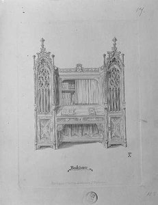 Projekt gotyckiej biblioteczki, ok.1835 autorstwa Augustus Welby Northmore Pugin