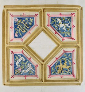 Projekt sufitu Izby Gmin (ołówek i wc na papierze) autorstwa Augustus Welby Northmore Pugin