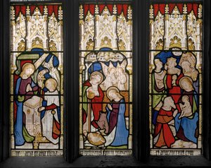 Wydarzenia z życia Chrystusa i Marii Panny, detal, 1851 (witraż) autorstwa Augustus Welby Northmore Pugin