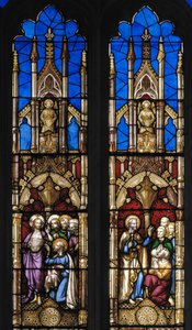 Wydarzenia z życia św. Tomasza Apostoła, detal, ok. 1843 r. (witraż) autorstwa Augustus Welby Northmore Pugin