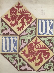 Projekt posadzki dla budynków Parlamentu (gwasz i ołówek na papierze) autorstwa Augustus Welby Northmore Pugin