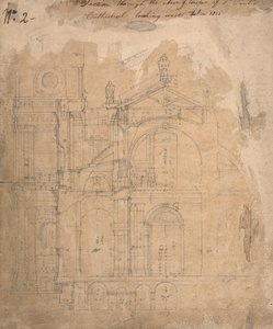 Seção através da nave dos corredores da Catedral de St. Paul com aparência de polonês ocidental autorstwa Augustus Welby Northmore Pugin
