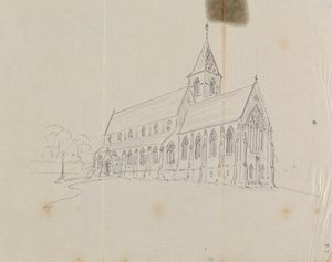 Szkic gotyckiego kościoła autorstwa Augustus Welby Northmore Pugin