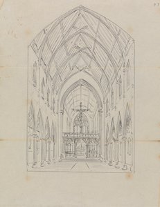 Szkic wnętrza gotyckiego kościoła autorstwa Augustus Welby Northmore Pugin