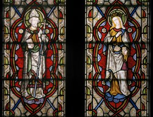Św. Jan z Beverley i św. Elżbieta Węgierska, detal, 1849 (witraż) autorstwa Augustus Welby Northmore Pugin