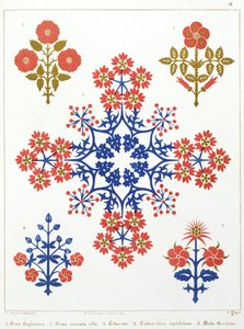 Tapeta z motywem fioletu, irysa i tulipana, wydrukowana przez M. und N. Hanhart