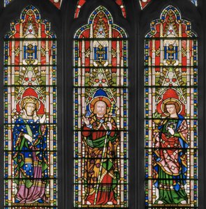 Panna i Chrystus ze świętymi, okno wschodnie, detal, 1847-48 (witraż) autorstwa Augustus Welby Northmore Pugin