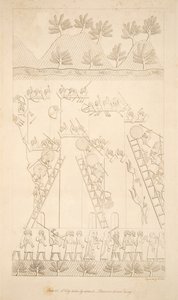 Miasto zdobyte szturmem - Więźniowie wypędzeni, z Pomników Niniwy, wyd. 1849 autorstwa Austen Henry Layard