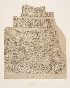 Pole bitwy (Kouyunjik), z Monuments of Niniveh, wyd. 1849 autorstwa Austen Henry Layard