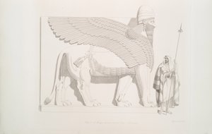 Skrzydlaty lew z ludzką głową z Nimroud [Calah], 1849