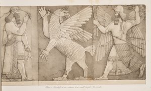 Płaskorzeźby przy wejściu do małej świątyni (Nimroud), z Monuments of Niniveh, wyd. 1849
