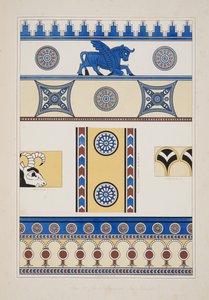 Malowane ozdoby z Nimroud, z Monuments of Niniveh, wyd. 1849 autorstwa Austen Henry Layard