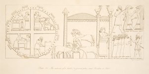 Wnętrze Zamku (w planie) i Pawilonu lub Namiotu, z Zabytków Niniwy, wyd. 1849 autorstwa Austen Henry Layard