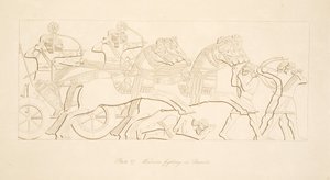 Wojownicy walczący w Rydwanach, z Monuments of Niniveh, wyd. 1849 autorstwa Austen Henry Layard