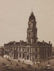 Melbourne, Australia: Hotham Town Hall (litografia) autorstwa Australian School