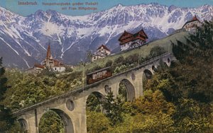 Innsbruck - kolejka linowa i wiadukt. Pocztówka wysłana w 1913 roku. autorstwa Austrian Photographer