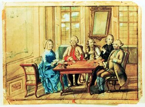 Cesarzowa Maria Teresa Austrii grająca w karty z feldmarszałkiem Karolym Batthyany (1698-1772), Nadaskim i feldmarszałkiem Leopoldem Josephem, hrabią von Daun (1705-66), 1751 autorstwa Austrian School