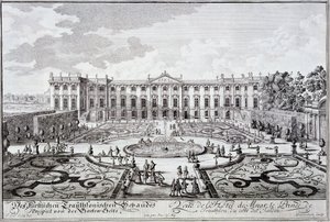 Front ogrodu Pałacu Księcia Trauthsona, Wiedeń ok. 1719 r. autorstwa Austrian School