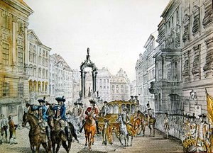 Orszak cesarski w Graben, Wiedeń, początek XIX wieku (grafika) autorstwa Austrian School