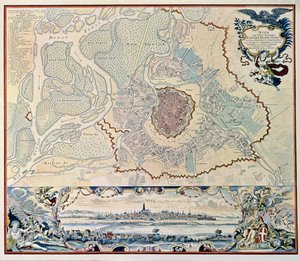 Plan miasta Wiednia, po rycinie z 1720 r. (grafika) autorstwa Austrian School