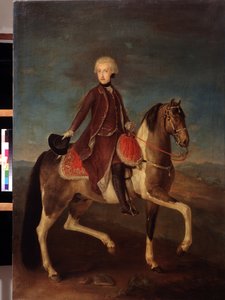Portret jeździecki cesarzowej Marii Teresy Habsburga z Austrii (1717-1780). Malarstwo szkoły austriackiej w latach 1740-1750 (XVIII w.). Klasyczny styl. Olej na płótnie. Muzeum Puszkina w Moskwie. autorstwa Austrian School