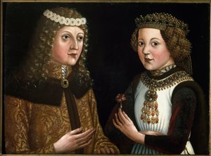 Portret Władysława Pośmiertnego, króla Czech, Węgier i Chorwacji z narzeczoną Magdaleną von Valois autorstwa Austrian School