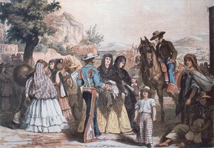 Tradycyjne meksykańskie stroje z połowy XIX wieku autorstwa Austrian School