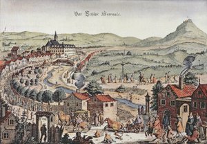 Widok na północ Wiednia z Schlos Hernals i wzgórzami Kahlenberg w tle (rycina) autorstwa Austrian School